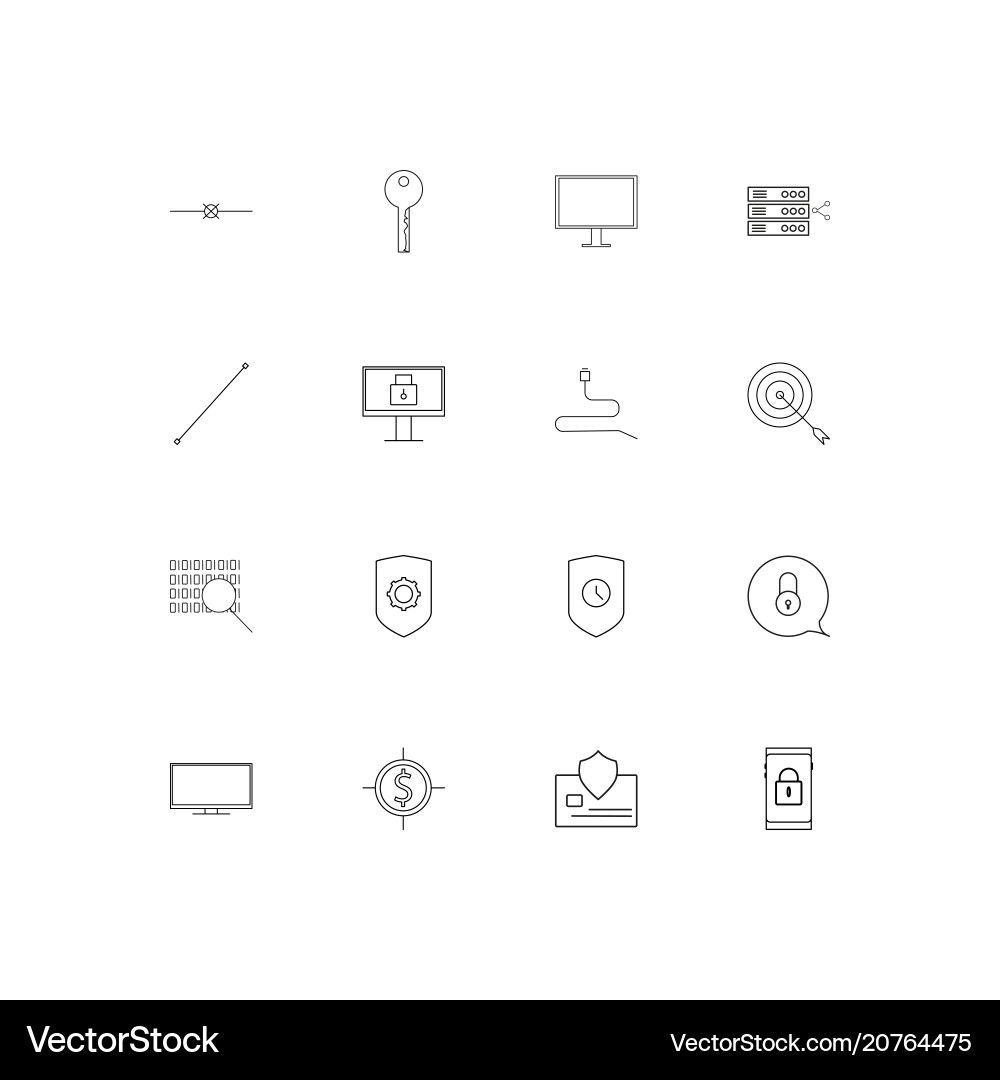 Internet security linear thin icons set outlined vector image