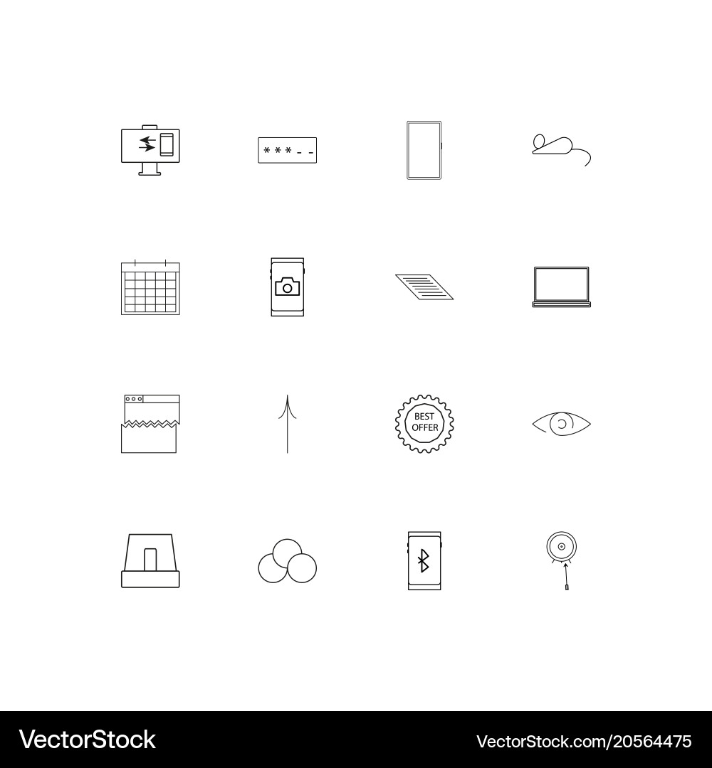 Internet technologies simple linear icons set vector image