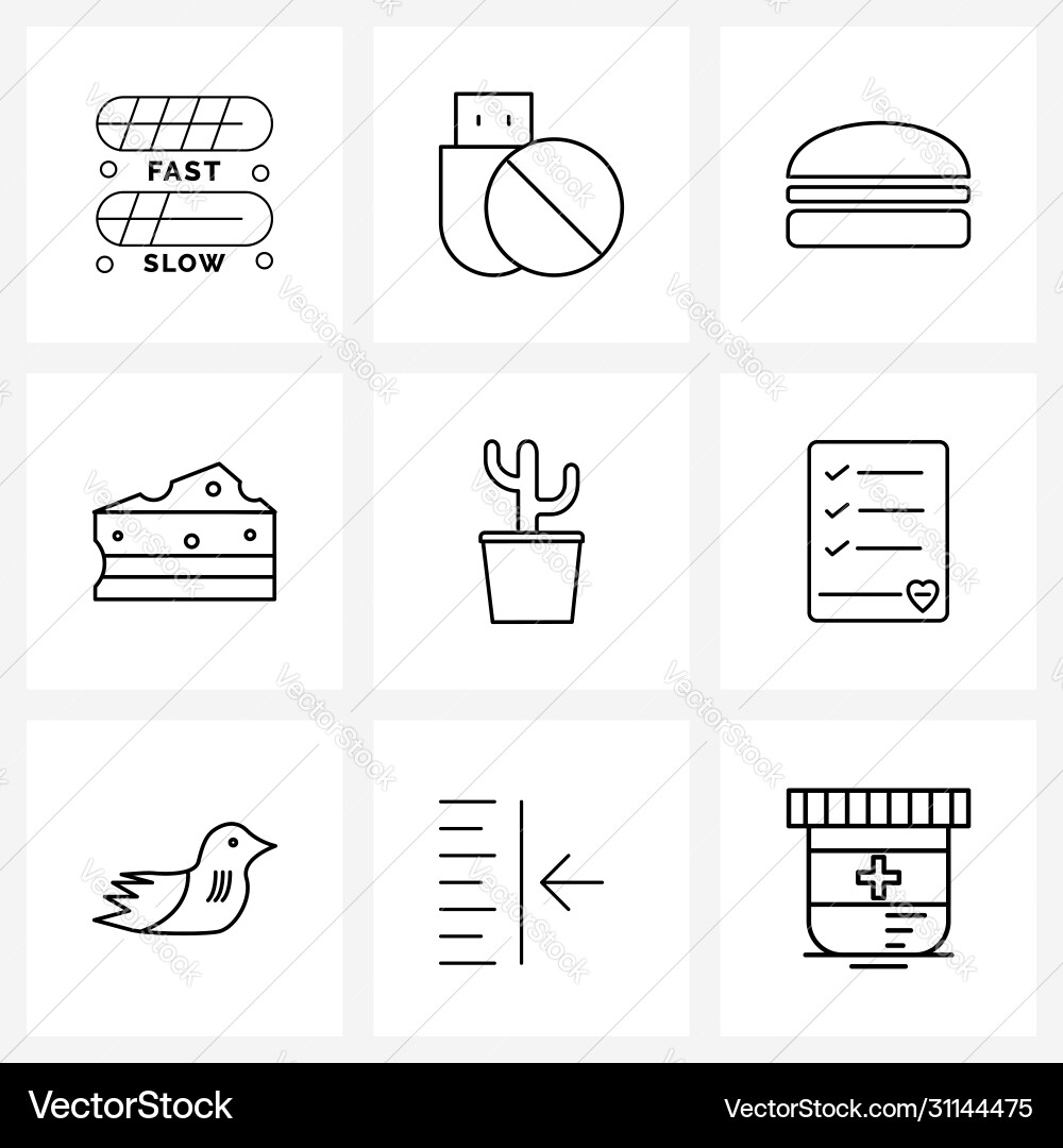 Isolated symbols set 9 simple line icons Vector Image