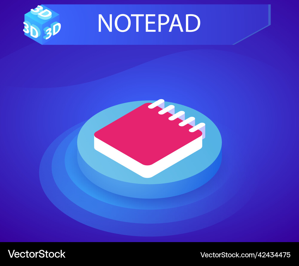Notepad isometric design icon web 3d colorful Notepad isometric design icon web 3d colorful vector image