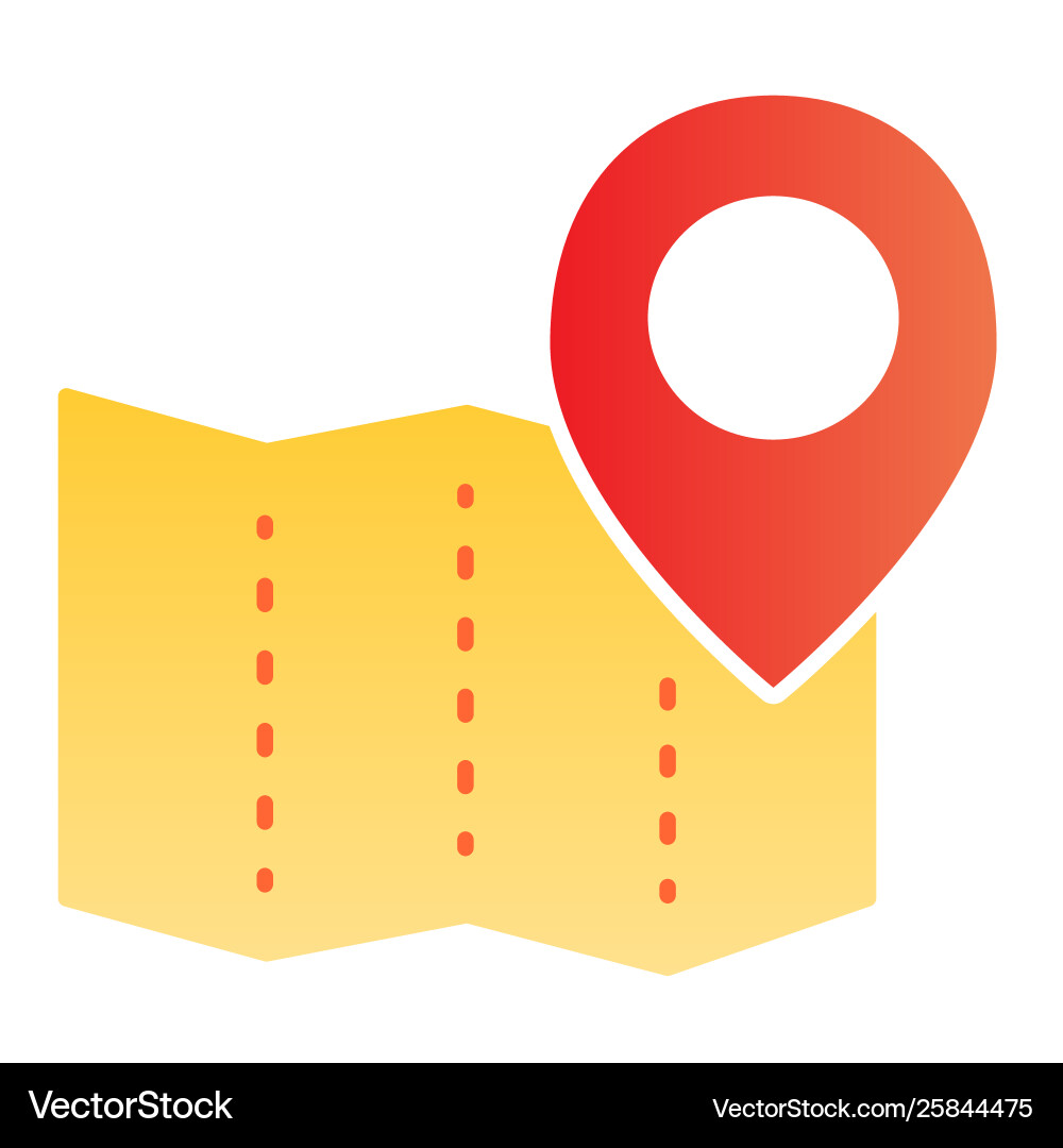 Paper map with pin flat icon location color icons Paper map with pin flat icon location color icons vector image