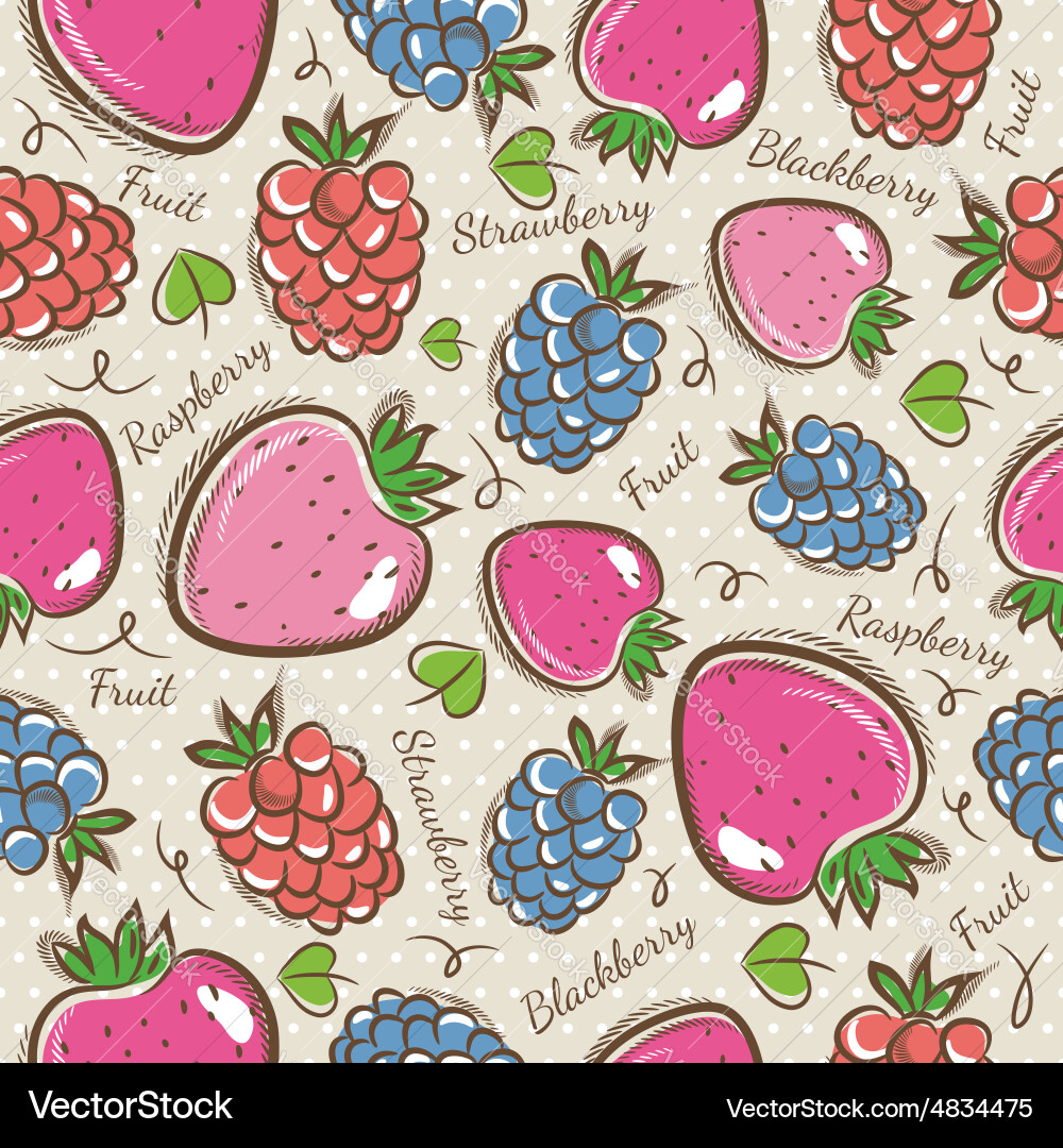 Patterns with strawberry raspberry and blackberry Vector Image