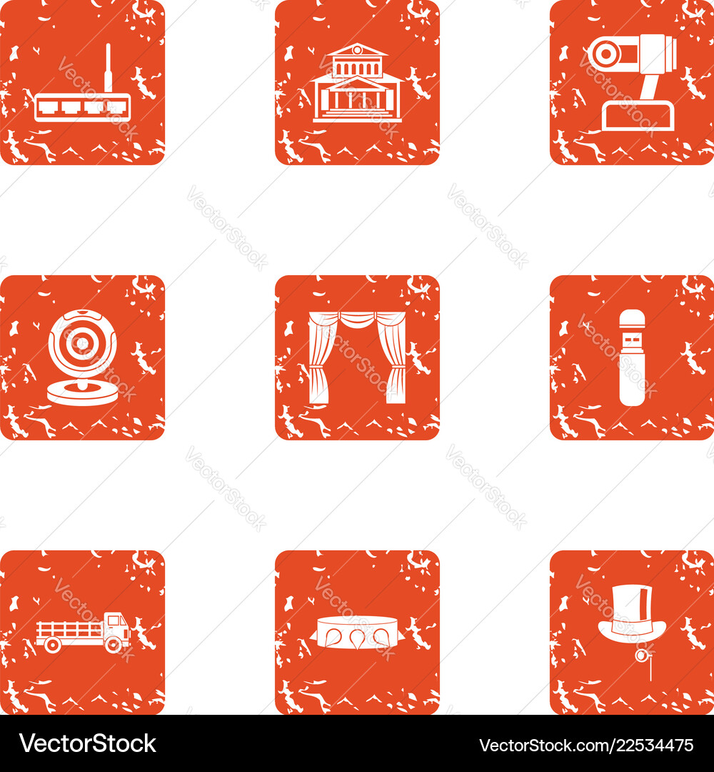Progress in robotics icons set grunge style Vector Image