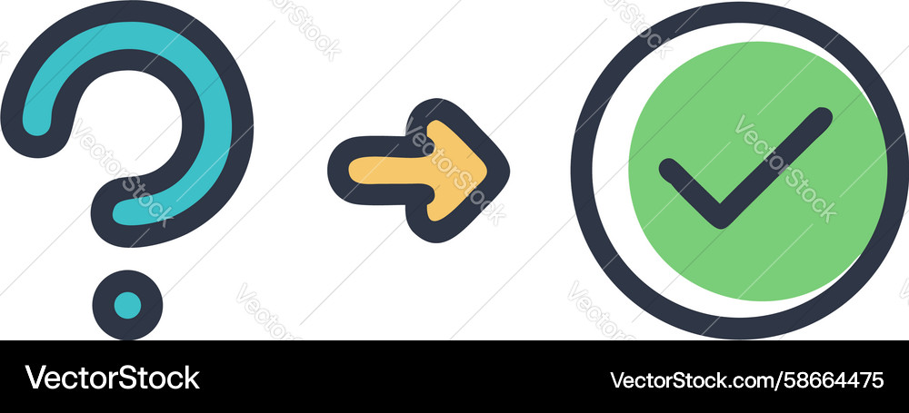 Question to resolution checkmark for solved query Vector Image
