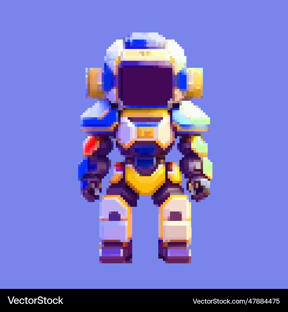 Robot spaceman pixel art character for 8 bit game Robot spaceman pixel art character for 8 bit game vector image