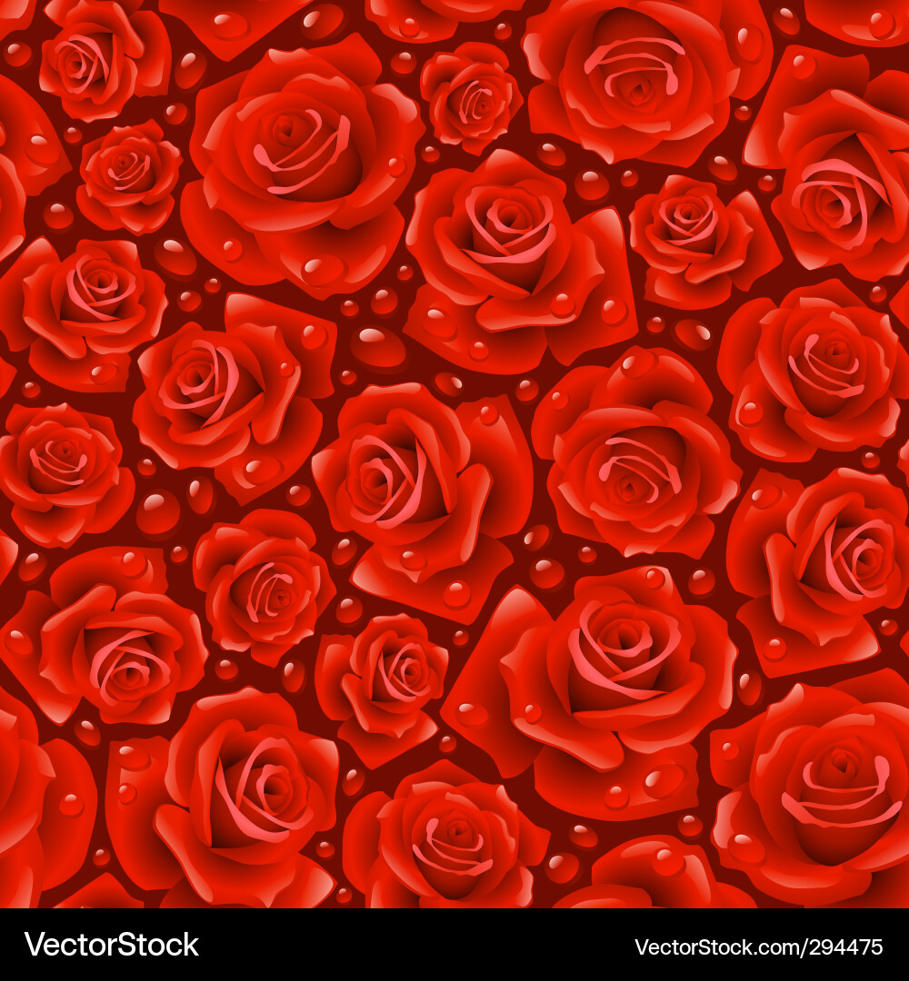 Rote Rose Nahtlose Muster Vektorbild