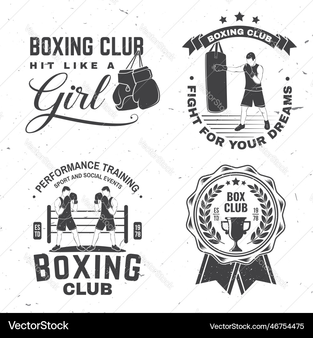 Set of boxing club badge logo design Set of boxing club badge logo design vector image