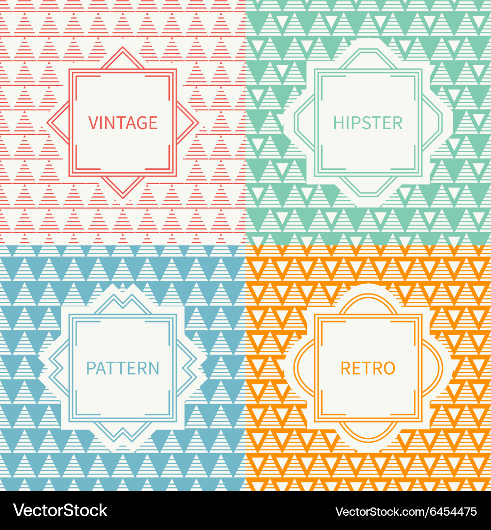 Set of mono line polygon hipster seamless pattern vector image