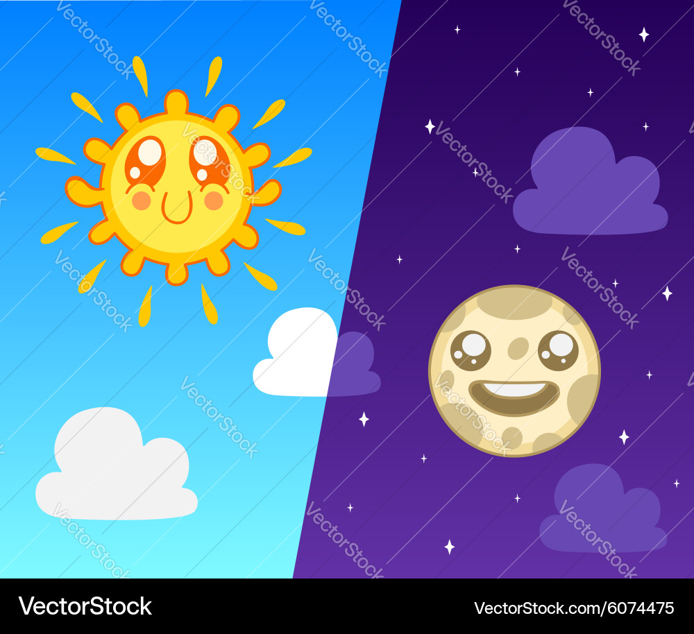 Sun and moon Royalty Free Vector Image - VectorStock
