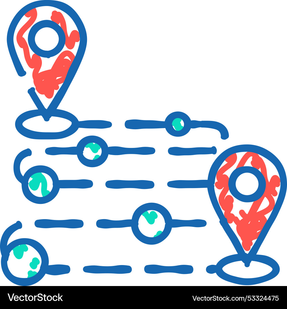 Track airplane pointer map icon doodle vector image