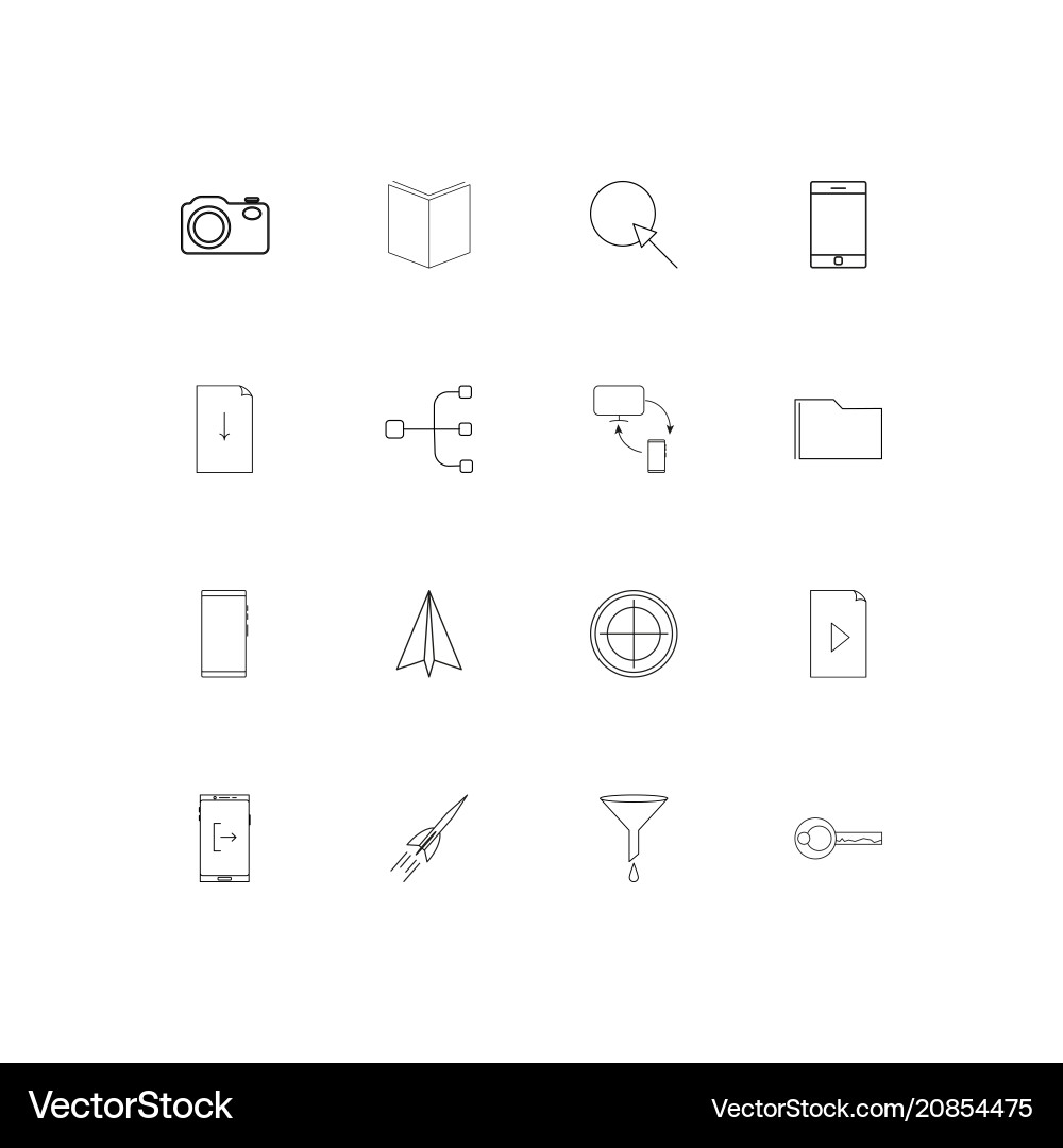 Web linear thin icons set outlined simple vector image