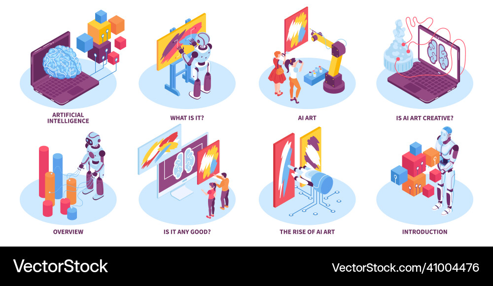 Ai art isometric compositions Royalty Free Vector Image
