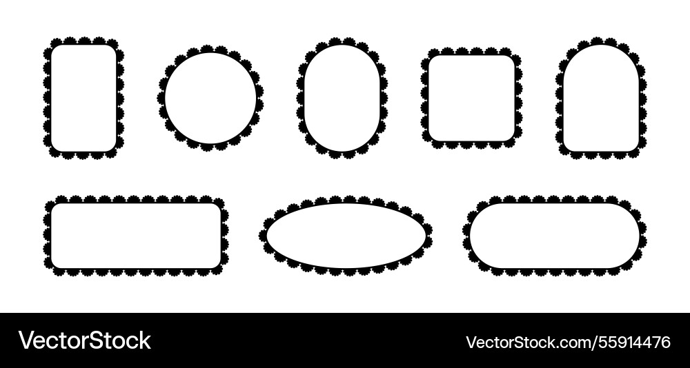 Borders of frames with scallops lace patterns Borders of frames with scallops lace patterns vector image