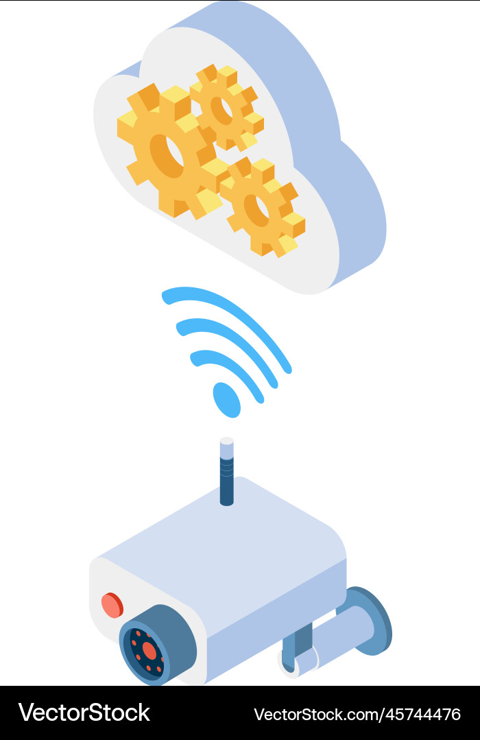 Cloud camera connection composition Cloud camera connection composition vector image