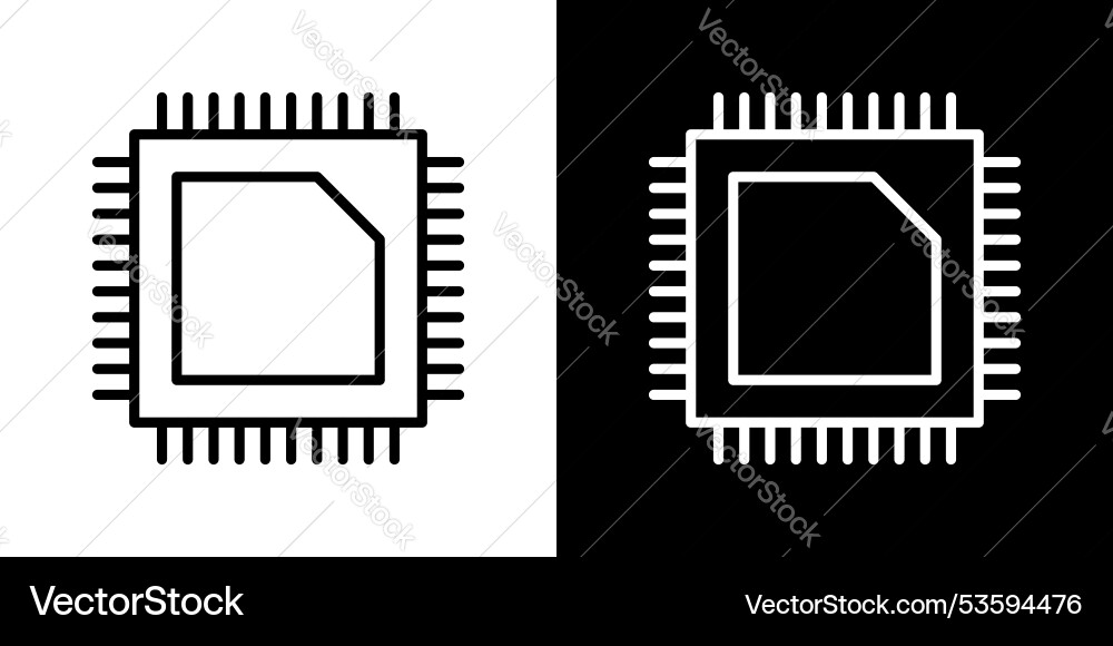 Computer microprocessor thin line icon set Computer microprocessor thin line icon set vector image