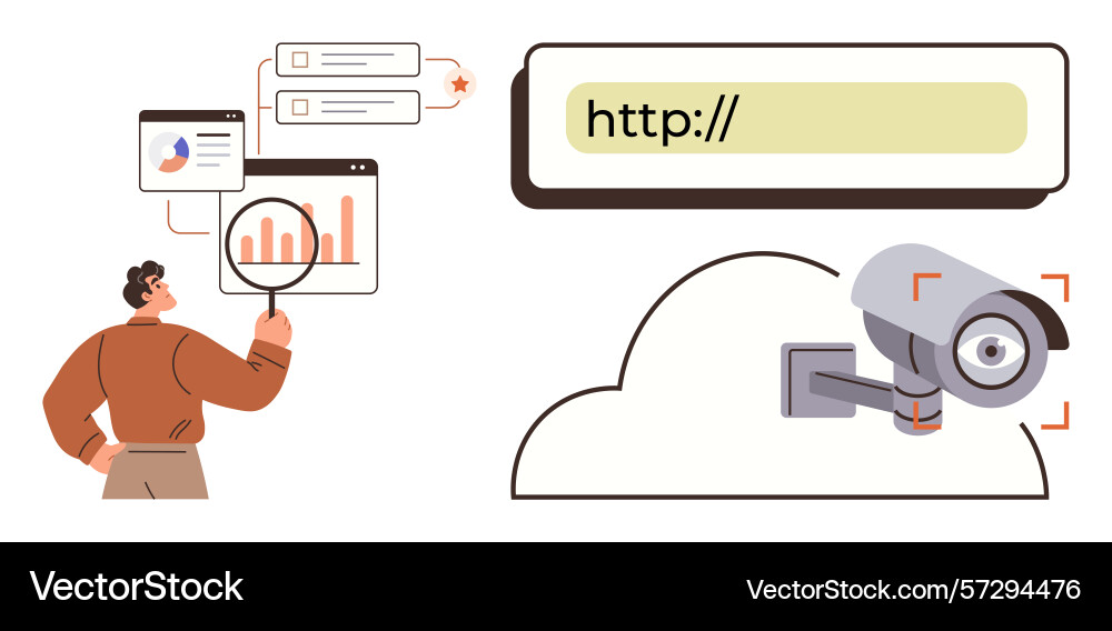 Data analysis and online security with visual Data analysis and online security with visual vector image