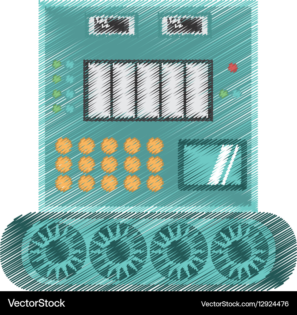 Drawing robotic operator machine technology vector image