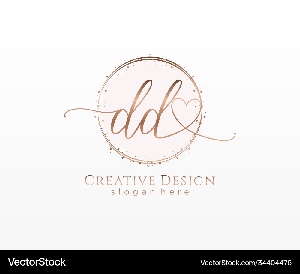 Elegant DD Initial Logo with Circle Template Vector Image