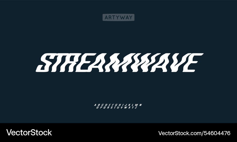 Fluid wave alphabet distorted flowing letters Vector Image