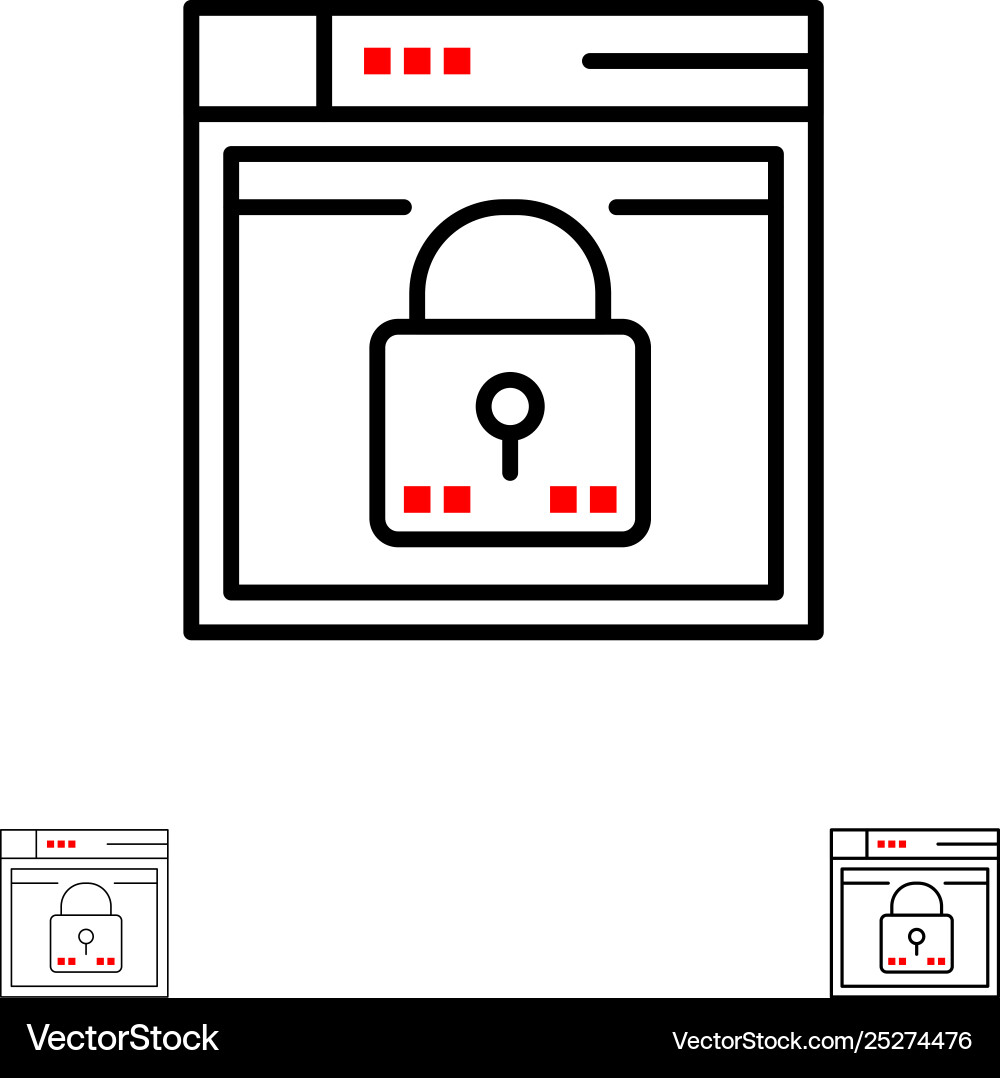 Login secure web layout password lock bold Login secure web layout password lock bold vector image