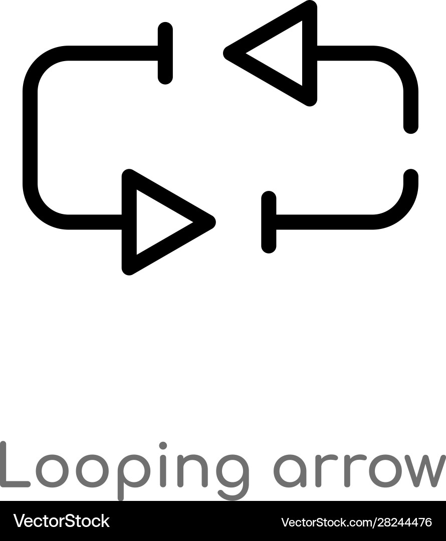 Outline looping arrow icon isolated black simple Outline looping arrow icon isolated black simple vector image