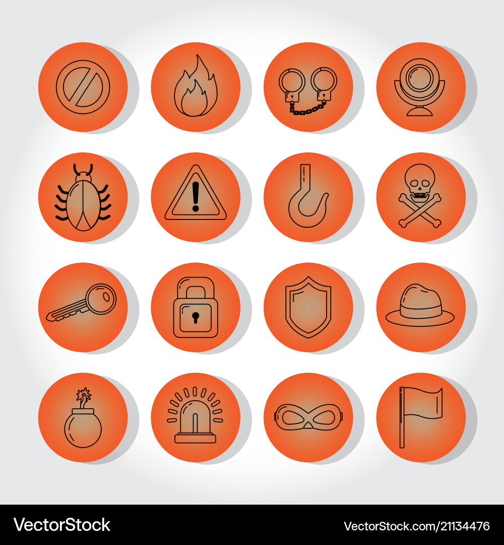 Set of cyber security icons vector image