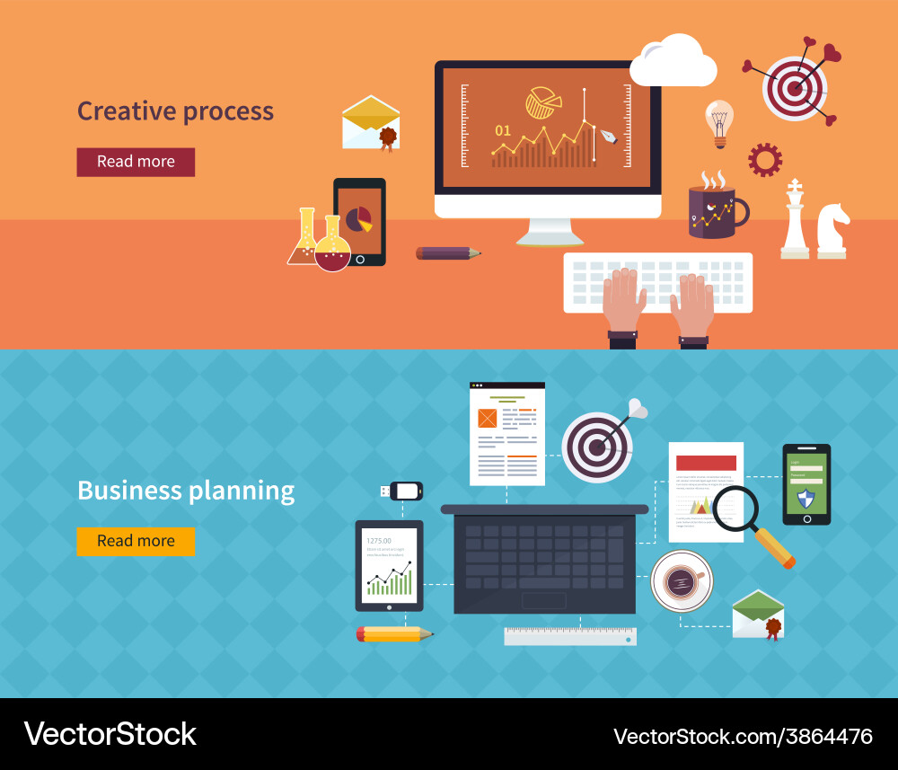 Set of flat design concepts Vector Image
