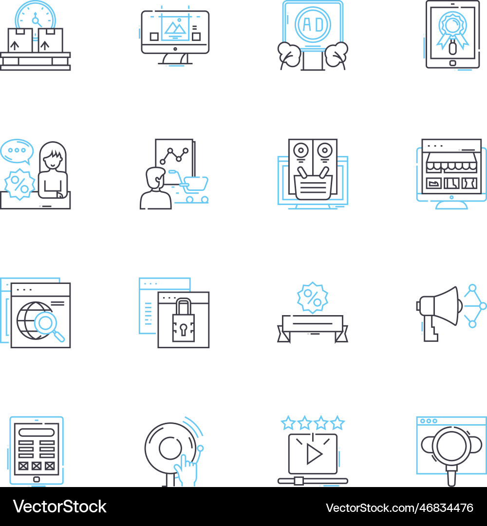 Visual message linear icons set graphical Visual message linear icons set graphical Vector Image