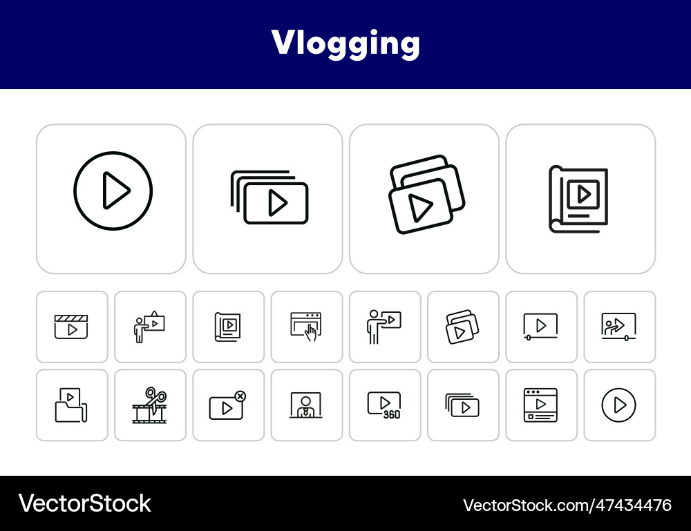 Vlogging line icon set Vlogging line icon set vector image