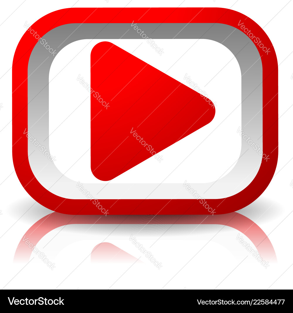 3d rectangular play button with shadow 3d rectangular play button with shadow Vector Image