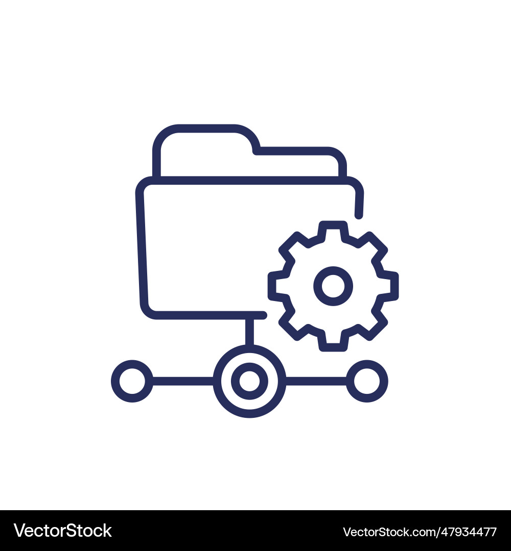 Active directory line icon with a folder vector image