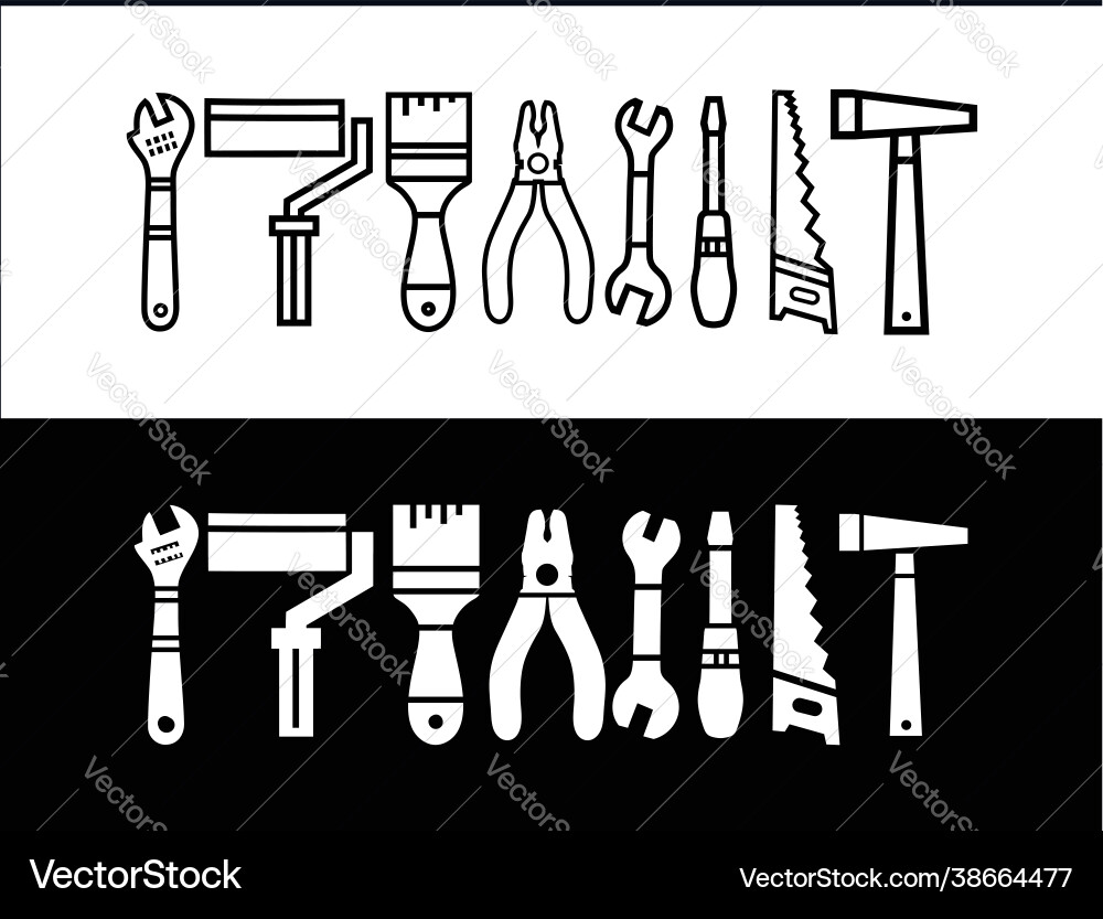 Arbeitswerkzeuge Handyman Icon Sammlung Reparaturplan Arbeitswerkzeuge Handyman Icon Sammlung Reparaturplan vektorbild