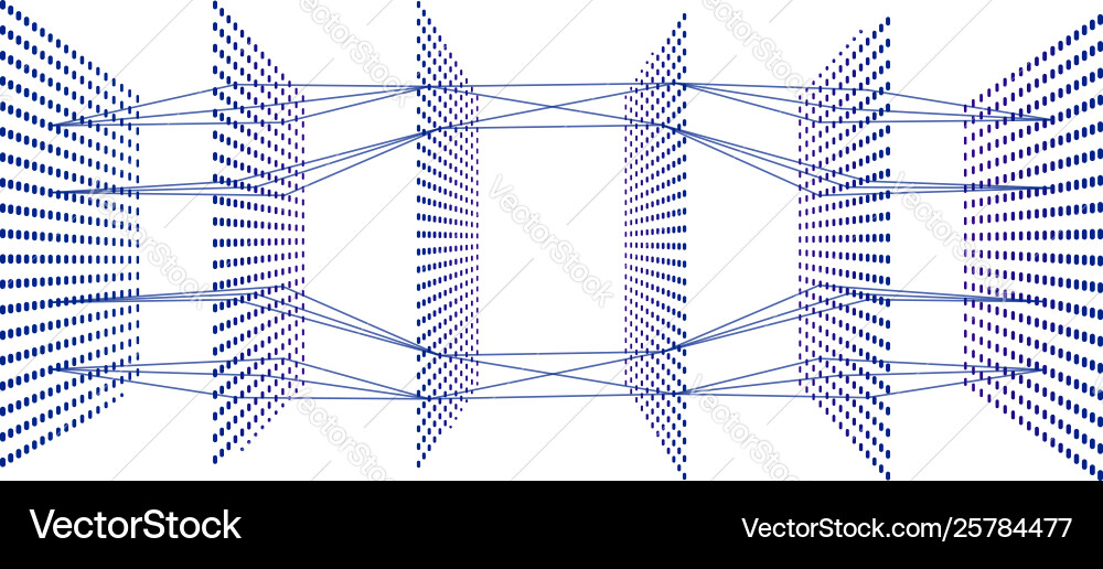Artificial neural network with six layers 3d view vector image