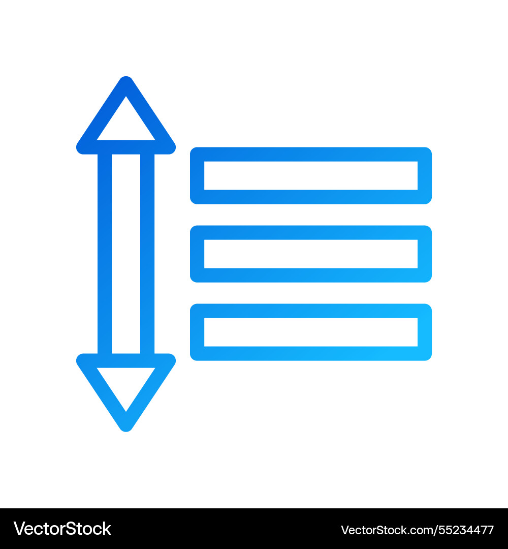 Blue gradient filter sorting icon with upward vector image