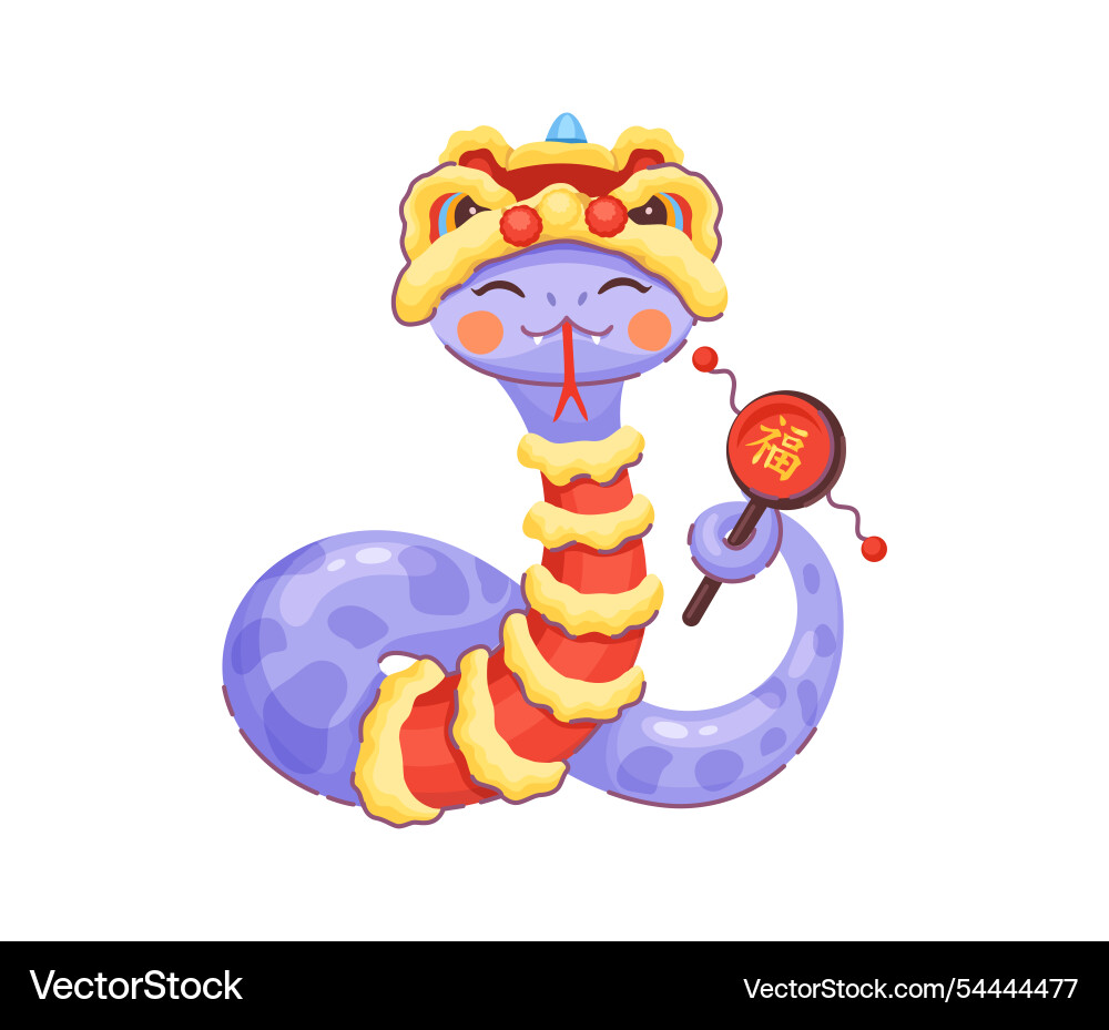 Cartoon snake character with chinese holiday drum Cartoon snake character with chinese holiday drum vector image