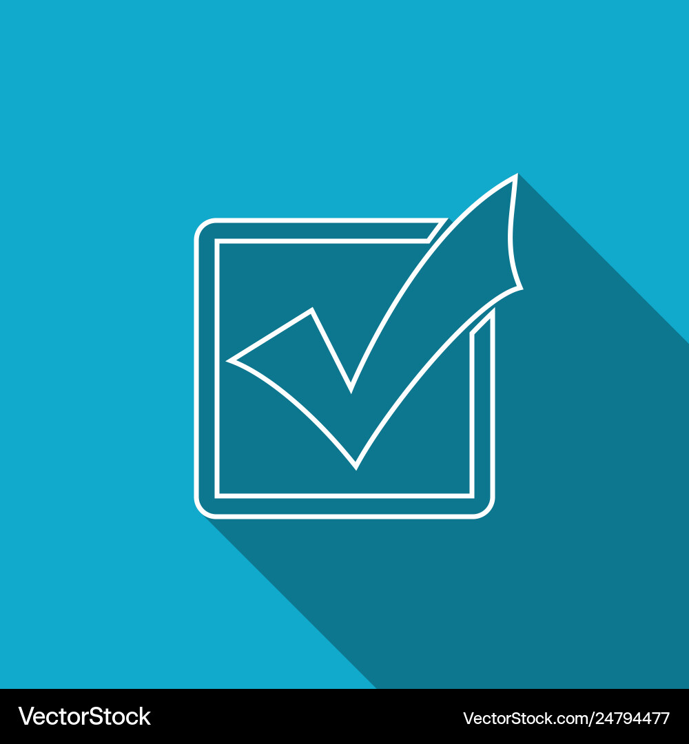 Check mark in a box line icon isolated with long Check mark in a box line icon isolated with long vector image