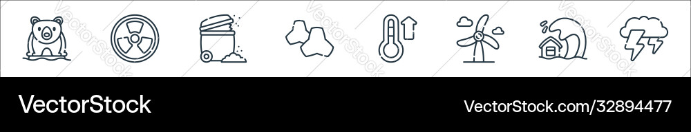 Climate change line icons linear set quality Vector Image