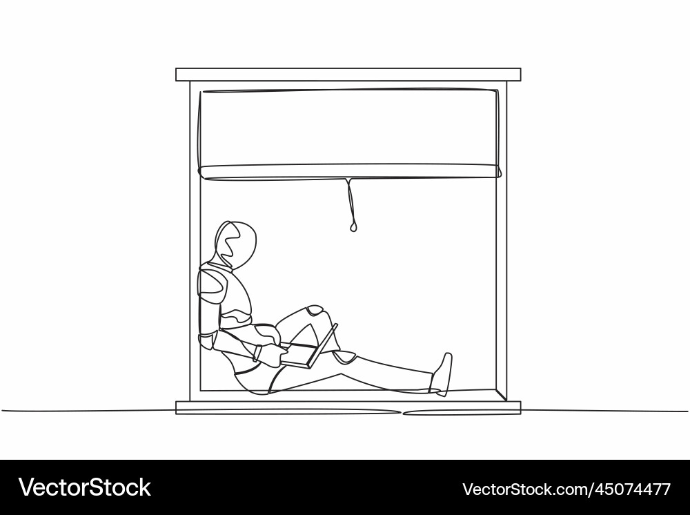 Continuous one line drawing robot freelancer Continuous one line drawing robot freelancer vector image
