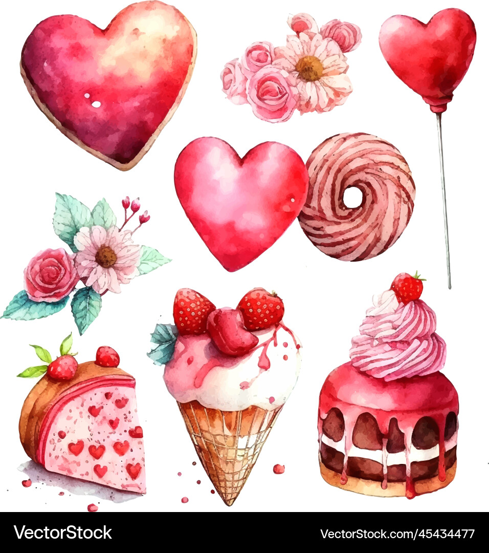 Cute objects and elements for valentines day Vector Image