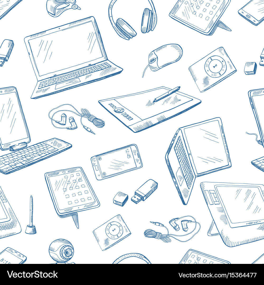 Digital Devices Sketch Pattern vector image