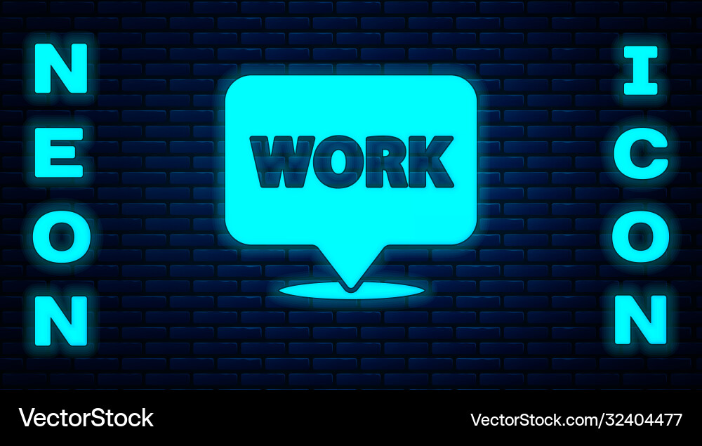 Glowing neon location with text work icon isolated Glowing neon location with text work icon isolated Vector Image