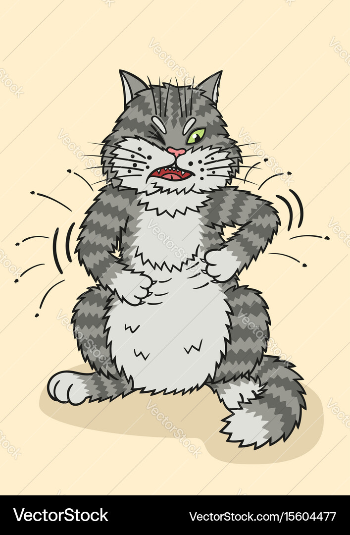 Gray tabby cat scratching with claws Vector Image
