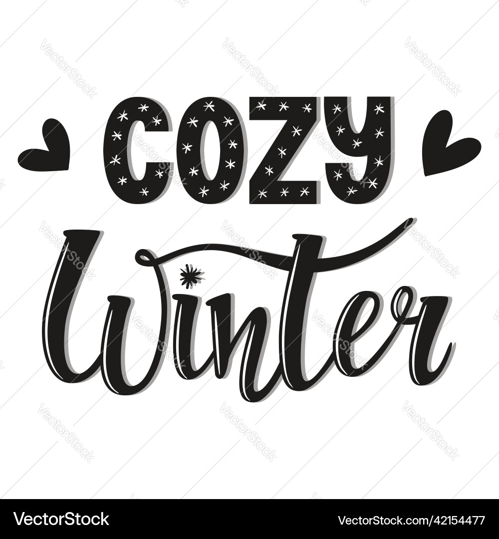 Hand lettering words-cozy winter the letters Hand lettering words-cozy winter the letters vector image