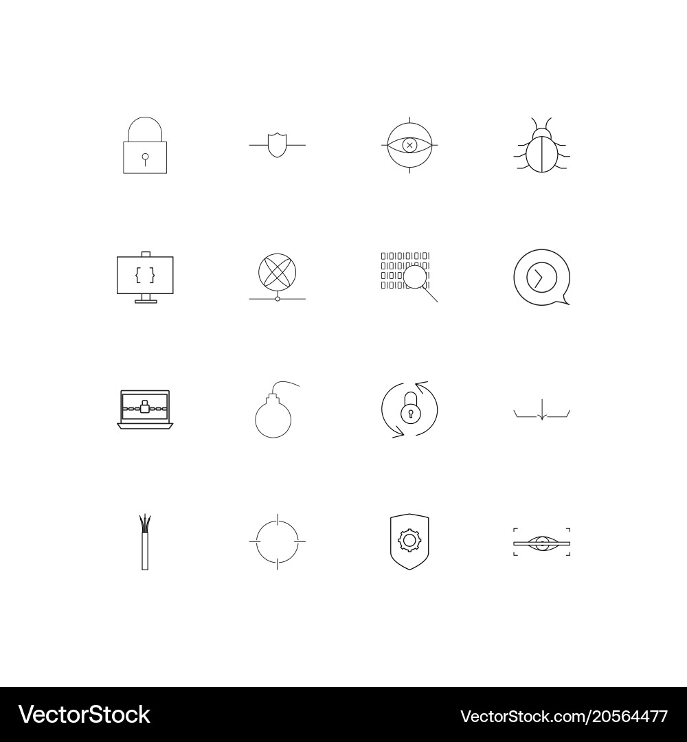 Internet security simple linear icons set vector image