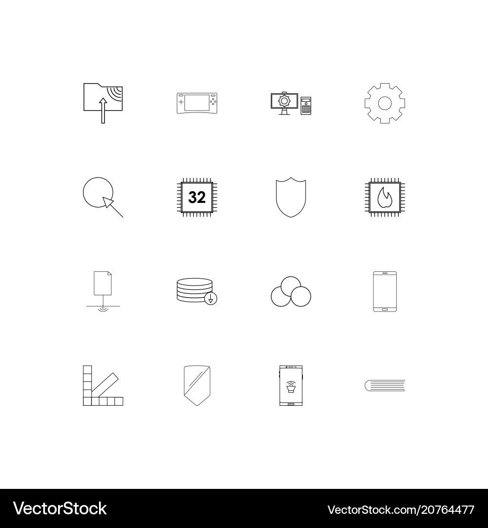 Internet technologies linear thin icons set Vector Image