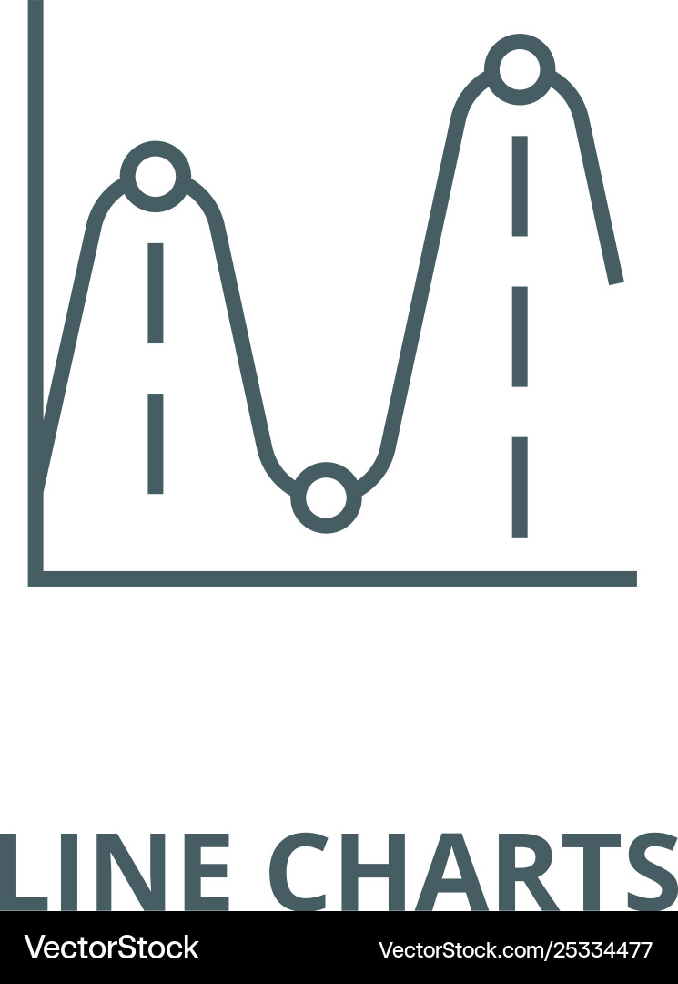 Line chartsfrequency graphs icon Line chartsfrequency graphs icon Vector Image