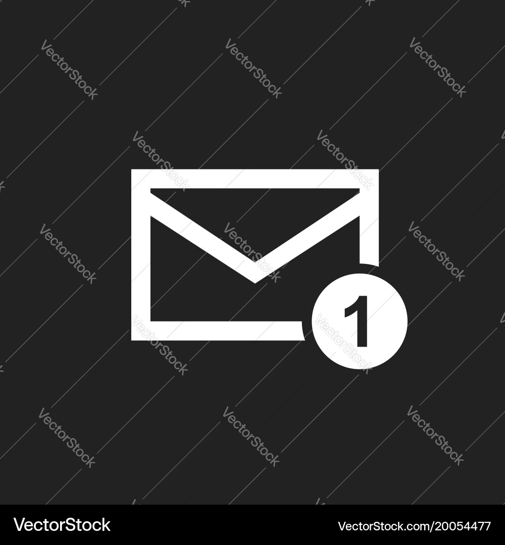 Mail envelope message in flat style on black vector image