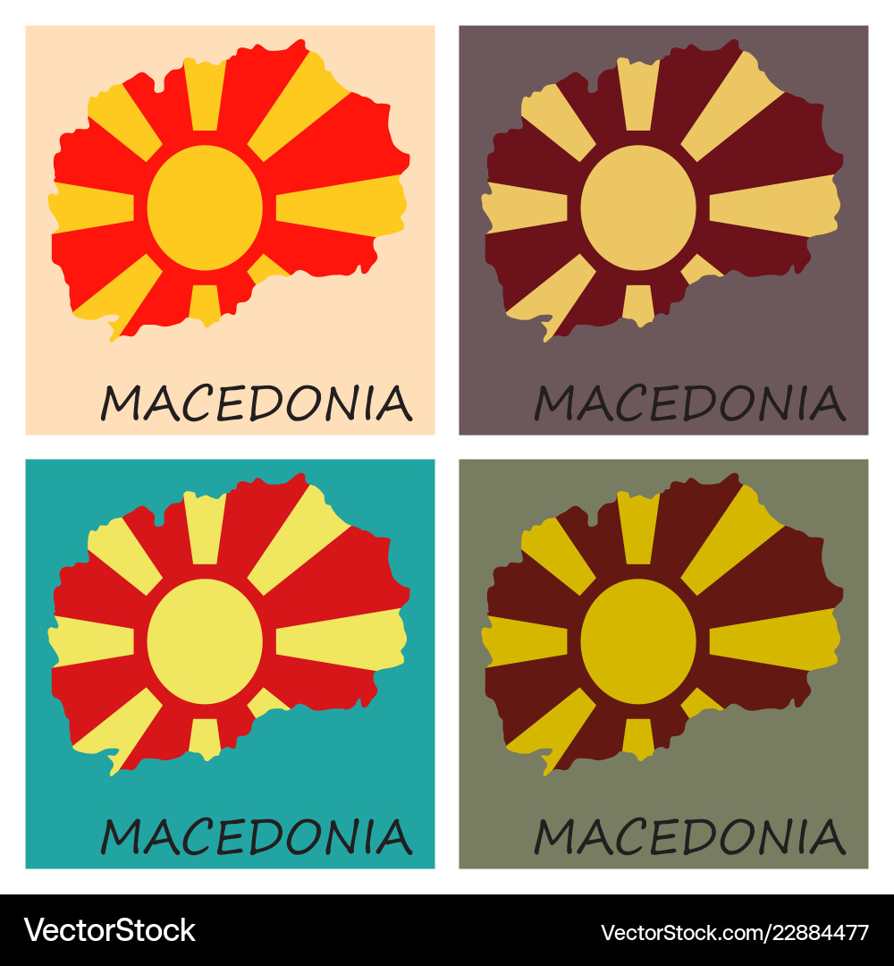 Map and flag of macedonia with color background Vector Image