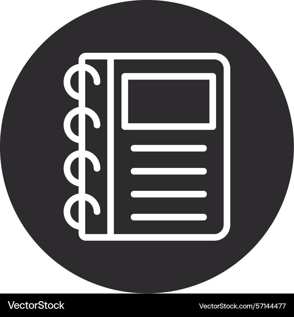 Notebook inverted circle black vector image