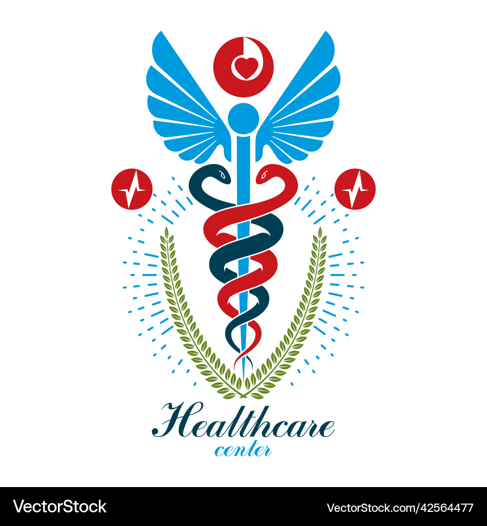 Pharmacy caduceus icon medical logo created – Royalty-Free Vector |  VectorStock, image size:1000x1080